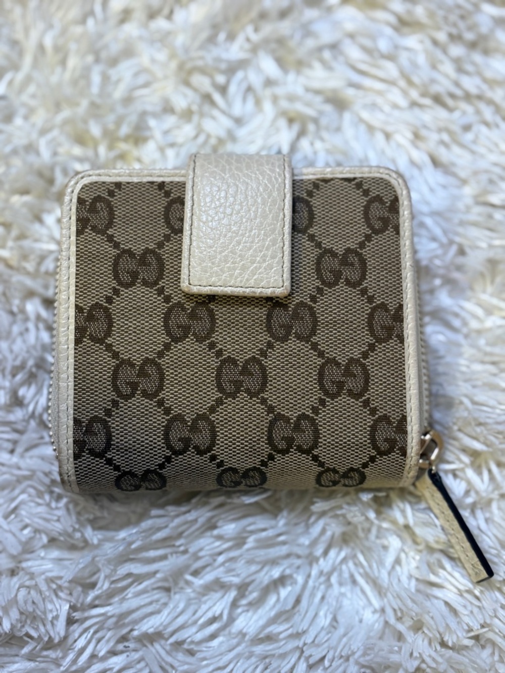 Gucci Beige GG Canvas Wallet with Cream Leather Trim - Picture 1 of 9